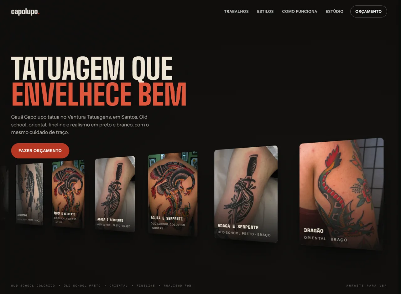 Site de Cauã Capolupo na versão desktop