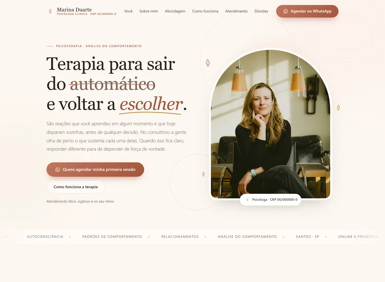 Site de Marina Duarte · Psicóloga na versão desktop